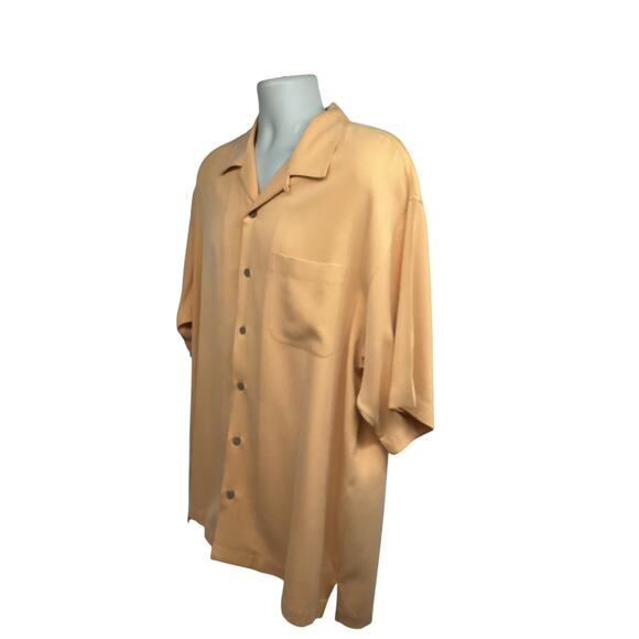 Tommy Bahama Yellow Silk Button Up Vintage Bowling Camp Shirt Large Pocket - Picture 3 of 6